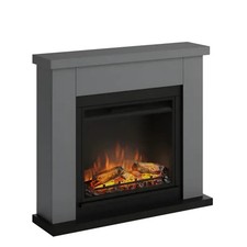 Caminetto Finto Decorativo Elettrico Tagu Frode con Cornice in Legno Grigio