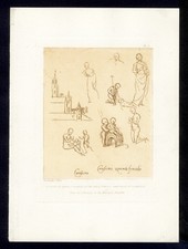 STUDIO di RAFFAELLO, PER SACRA FAMIGLIA,  acquaforte del 1879, PASSEPARTOUT