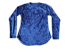 Maglia donna modello a casacca - velluto blu, taglia S-M