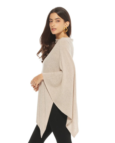 Poncho cashmere beige mantello - beige,