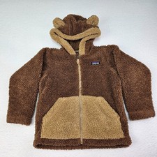 Patagonia Baby Furry Friends felpa con cappuccio 4T marrone orso cucciolo orecchio pile giacca bambino