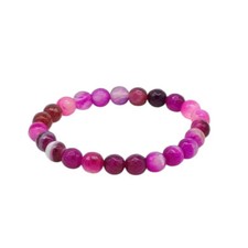 Bracciali Agata fuxia pietra vera mm.8 sfaccettata elastico 