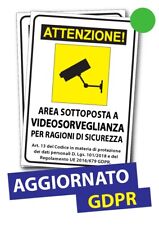 ADESIVO PVC CARTELLO A4 A5 A6 PVC AREA VIDEOSORVEGLIATA GDPR VIDEOSORVEGLIANZA R