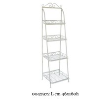 LIBRERIA ETAGERE ESPOSITORE IN FERRO BATTUTO AVORIO RICHIUDIBILE 4 RIPIANI
