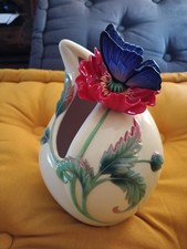 FRANZ vaso Papavero E Farfalla Porcellana Come Nuovo In Box
