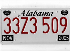 ALABAMA 2005 license plate