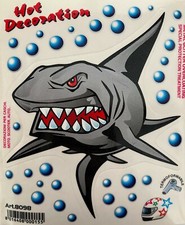 ADESIVO SQUALO METAL GLITTER DIVERTENTE PER AUTO E MOTO 15.4X12.8 CM