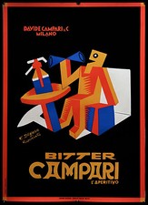 1980ca * Manifesto, Poster Decorativo "Fortunato DEPERO - Campari Bitter" (A-)