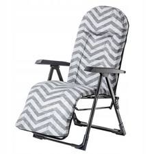 KADAX Sedia da giardino con schienale regolabile, poltrona relax grigio zig zag