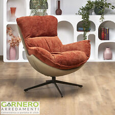 Poltrona design girevole effetto tobago ecopelle arancione beige AUCKLAND