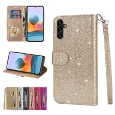 Custodia cellulare antiurto per Samsung A72 A71 A55 A54 A53 glitter pelle portafoglio