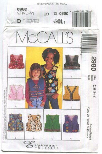 Mccall 2980 gilet foderato - mccall's,