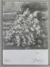 BOZZETTO FATTO A MANO DISEGNO FIRMATO CON FIORI PITTORE R. BECCARIA TORINO DR3
