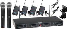 Set Wireless Radio Microfono Senza Fili UHF 2x Gelato Dinamico 4x Lavalier 50M