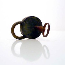 Lucchetto in ottone con chiave funzionante '800 ferramenta vintage antico a316