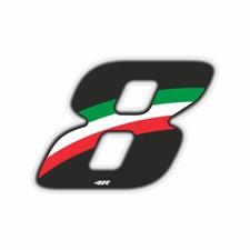 Adesivo Numero Gara per Moto "8" Tricolore 27 x 37 mm