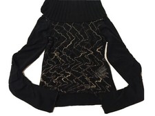 Terranova Maglia Maglione Donna Nero Tessuto Trasparente E Inserti Lana Tg. M