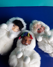 "FERRERO" 3 bambole "Eschimesi", gadget anni 80, kinder sorprese, altezza 12 cm