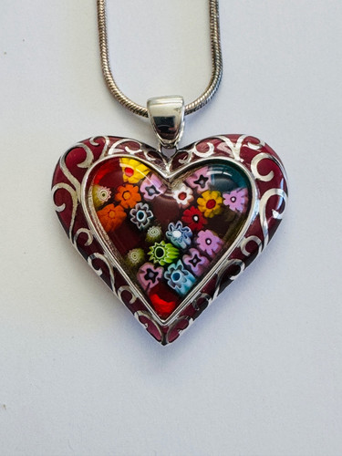 Collana cuore soffiato vetro - collana,