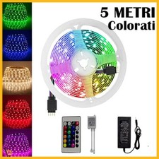 Striscia a 300 led  12v rgb 5050 5 metri bobina strip alimentatore adesiva