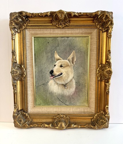 Dipinto olio cane - , bianco