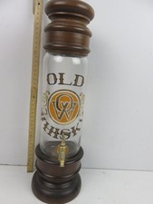 dispenser in vetro e legno per liquore OLD WHISKY con rubinetto vintage d'epoca