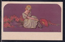 Cartolina Donna con Fiori illustratore Zandrino YA861