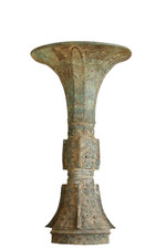 Vaso Gu bronzo cinese vintage decorativo vaso fiori arcaico motivo foglia taotie