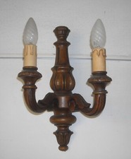 DECORATIVA ARTISTICA LAMPADA APPLIQUE-UTILE COMPLEMENTO D'ARREDO-LEGNO-DUE LUCI