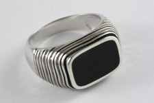 Anello uomo nero pietra - anello,