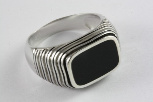 Anello uomo nero pietra - uomo,
