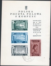 Corpo Polacco 1946 BF Vittorie polacche non dent., su carta bianca spessa di buo