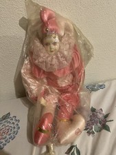 18” Tall Porcelain face Wind-Up Clown  beats Brand In Original Unopened Bag,