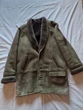 Giacca Cappotto Vintage Montone Vera Pelle SHEARLING da Uomo Marrone - Taglia 50