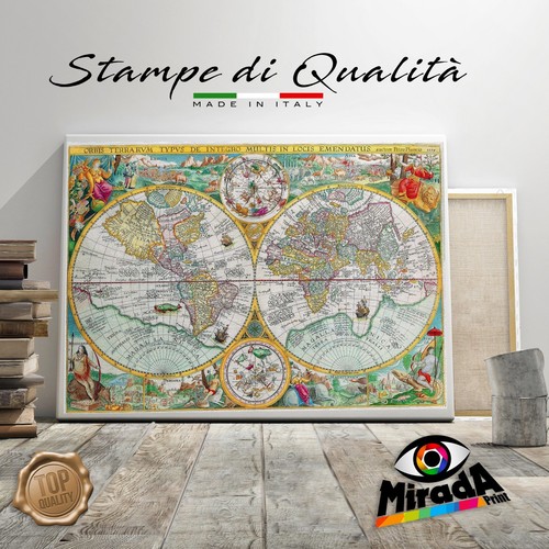 Quadro vintage mappa mondo map - vintage,