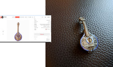 antica spilla chitarra - argento 800 e smalto - 12 grammi ca.