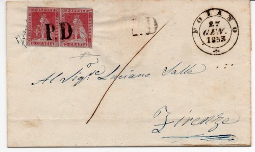 1853 toscana lettera coppia - coppia, 1