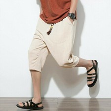 Uomo Lino Pantaloni Capri