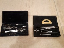 STOCK LOTTO COMPASSO 3 COMPASSI ANTICHI CON ASTUCCIO E ACCESSORI DEL 1900