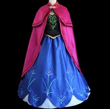 Costume cosplay Frozen Anna principessa vestito ricamo vestito adulto con mantello