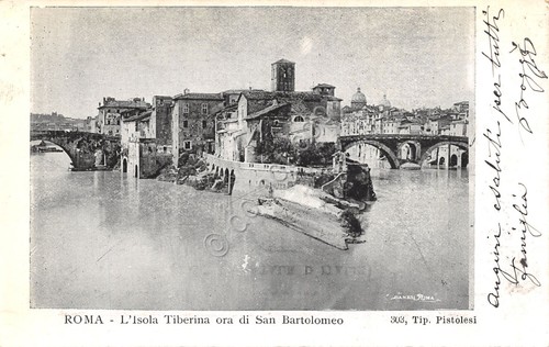 Cartolina roma isola tiberina - roma,