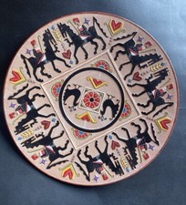 Grande Piatto Sardo Cavalcata Loddo Dorgali 36cm Ceramica Terracotta Sardegna