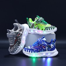 Scarpe LED per bambini ragazzi dinosauri lampeggianti illuminanti scarpe bambino sneakers