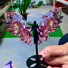 74+74G Agata pazza naturale esemplare di ala di farfalla intagliato a mano