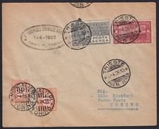 Primo Volo Trieste-Torino 1/4/26 fermo posta Moncalieri Francescano+Posta Aerea