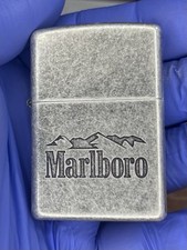 Accendino Zippo Marlboro Pubblicità Argento Antico Non Acceso 2000 Montagna