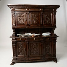Credenza Buffet antica Rinascimento, legno noce nazionale massello