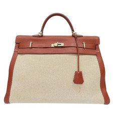 HERMES Kelly 50 Handbag Beige