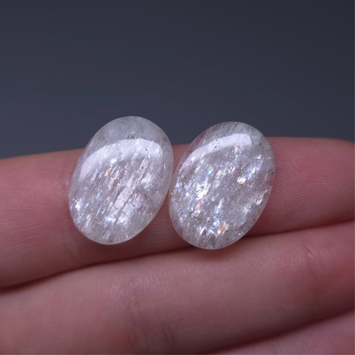 Arctic natrolite cabochon - cabochon, pair
