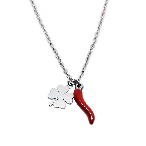 Collana acciaio cornetto corno - acciaio,